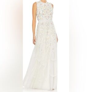 Mac Duggal Floral Embroidered Long Sleeve Dress